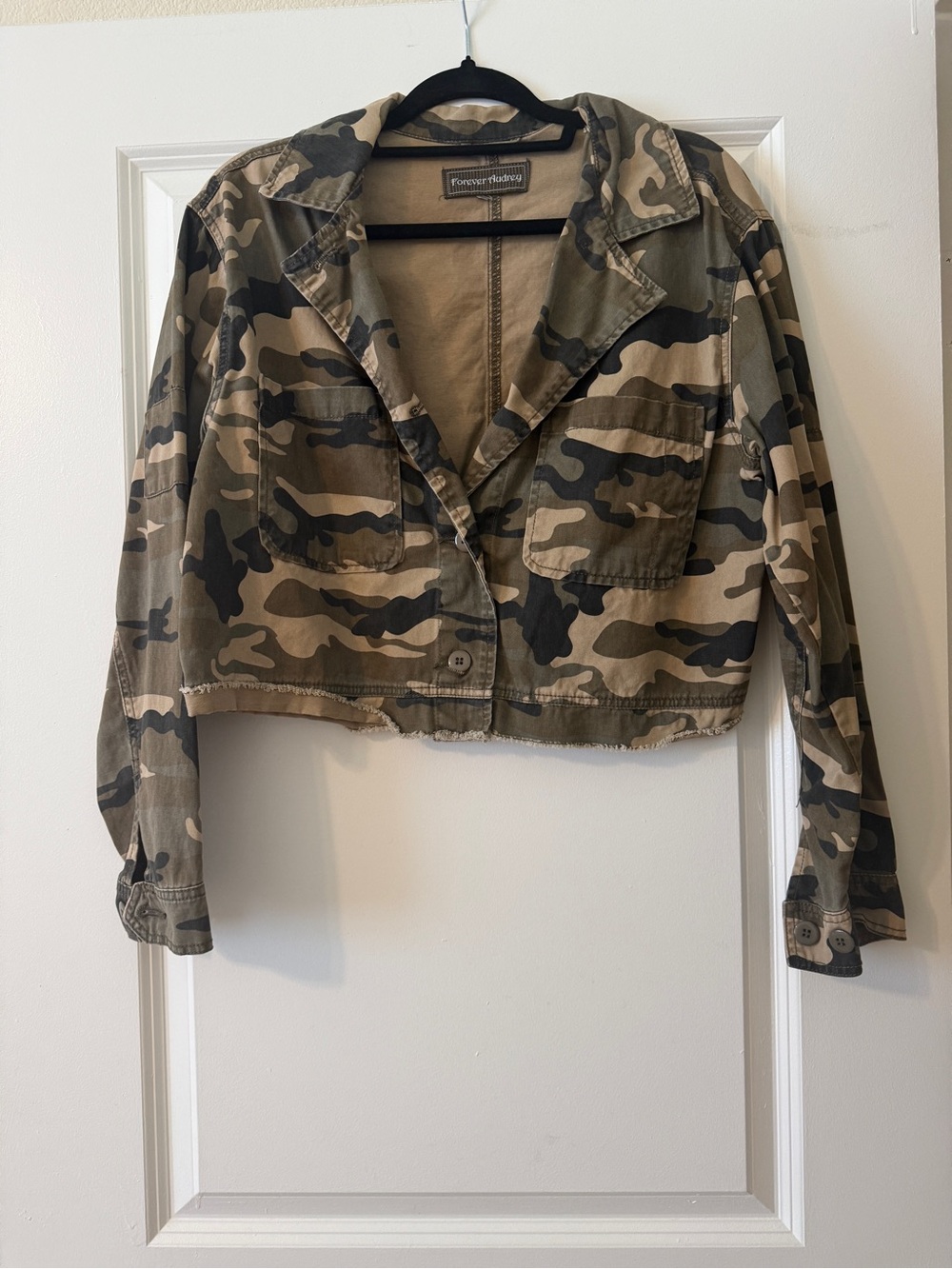 Cropped Camo Utility Jacket in Green & Tan